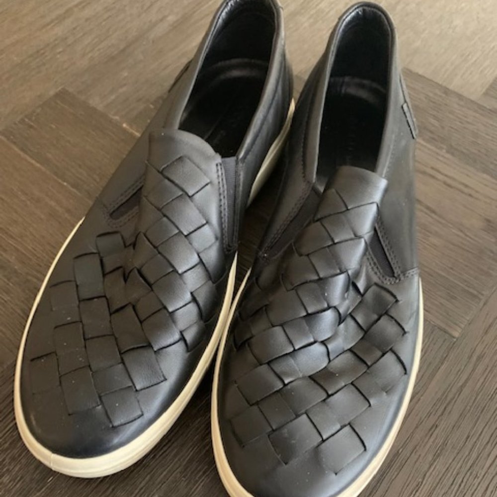 Ecco Men's Woven Leather Black Sneakers 12